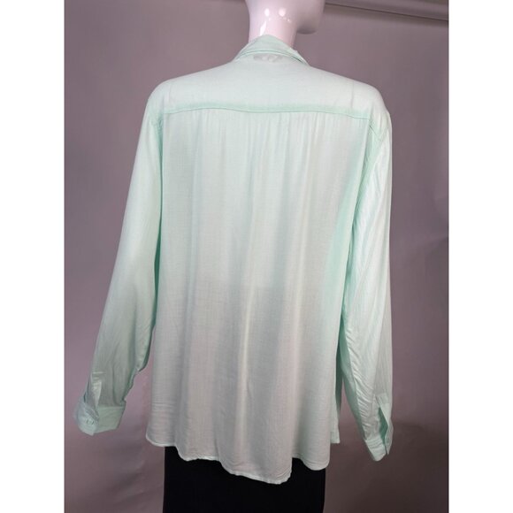 Old Navy Womens Mint Green Long Sleeve Button-Up Shirt Lightweight Rayon Size XL - Picture 4 of 16